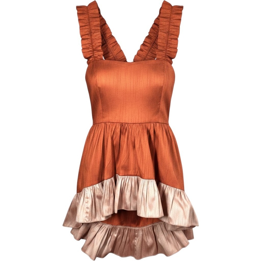 Sachin + Babi Dress Size Large Orange Mini Babydoll Cottagecore Whimsy Fairycore